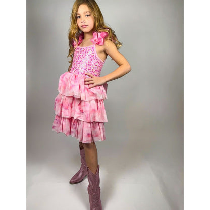 Girls Ombre Pink Sparkle Tulle Dress