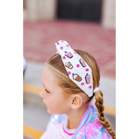 Girls Latte Charm Knot Headband