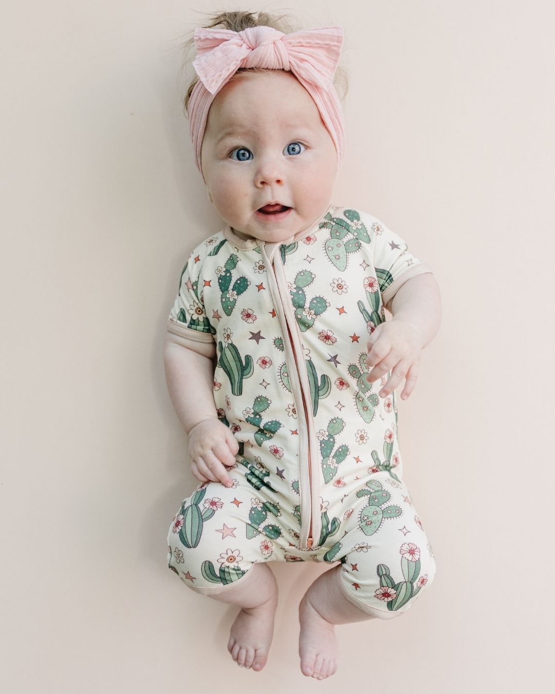 Baby Girl Cactus Flowers Bamboo Shorty Romper