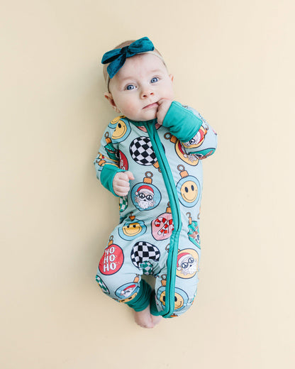 Baby Bamboo Zip Pajama Romper | Christmas Ornaments