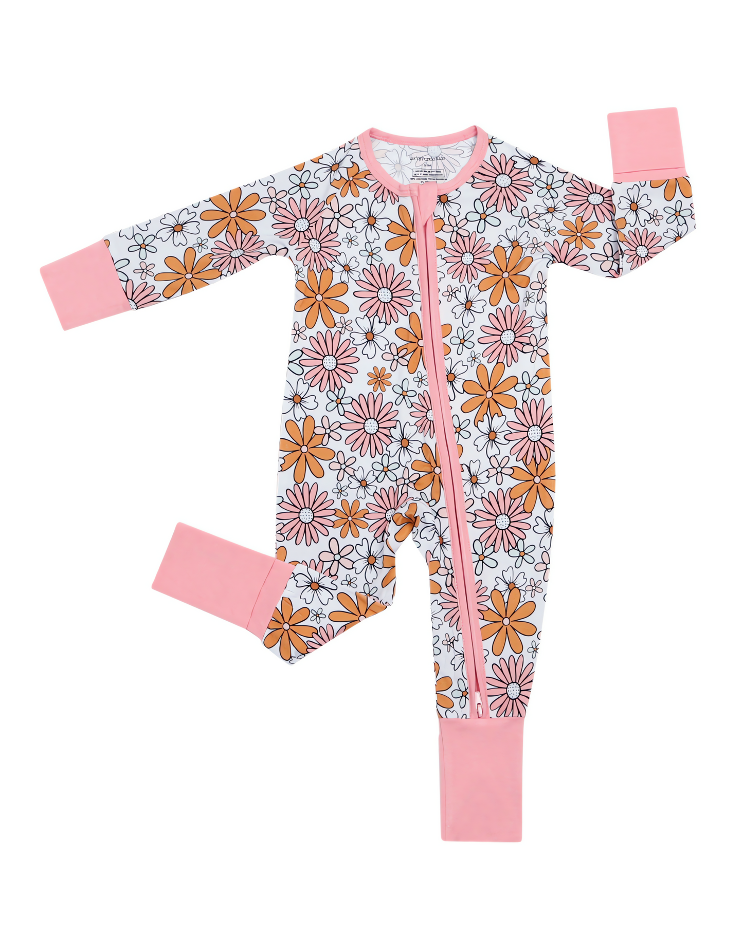 Baby Girl Bamboo Pajama Zip Romper | Retro Garden