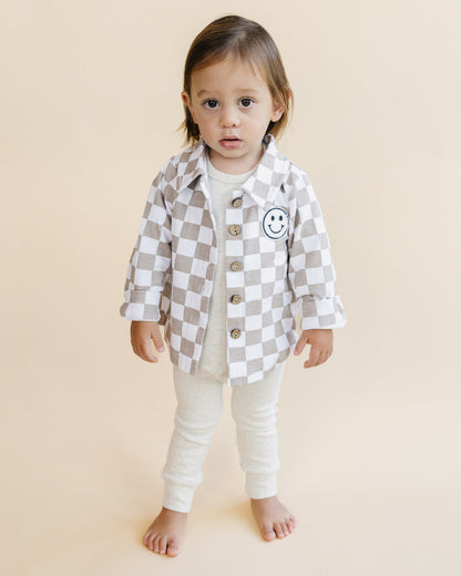 Cotton Shacket | Smiley Checkered Latte