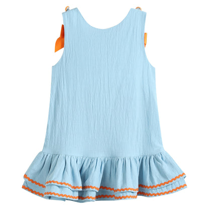 Girls Blue Pumpkin Ruffle Dress