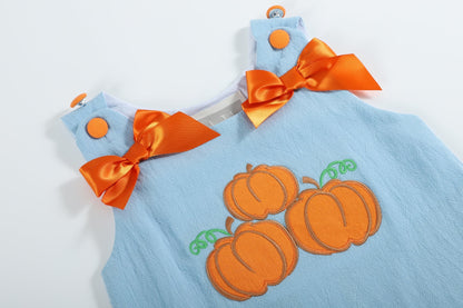 Girls Blue Pumpkin Ruffle Dress