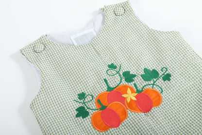 Baby Boy Green Gingham Pumpkin Overalls