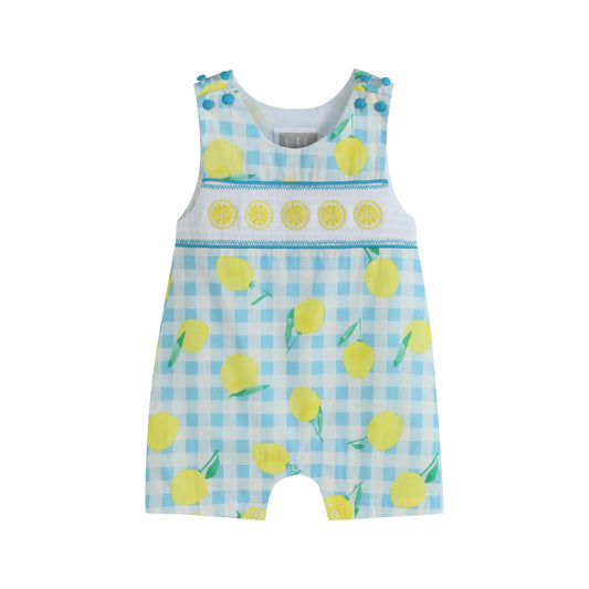 Lemon Smocked Baby Shortalls