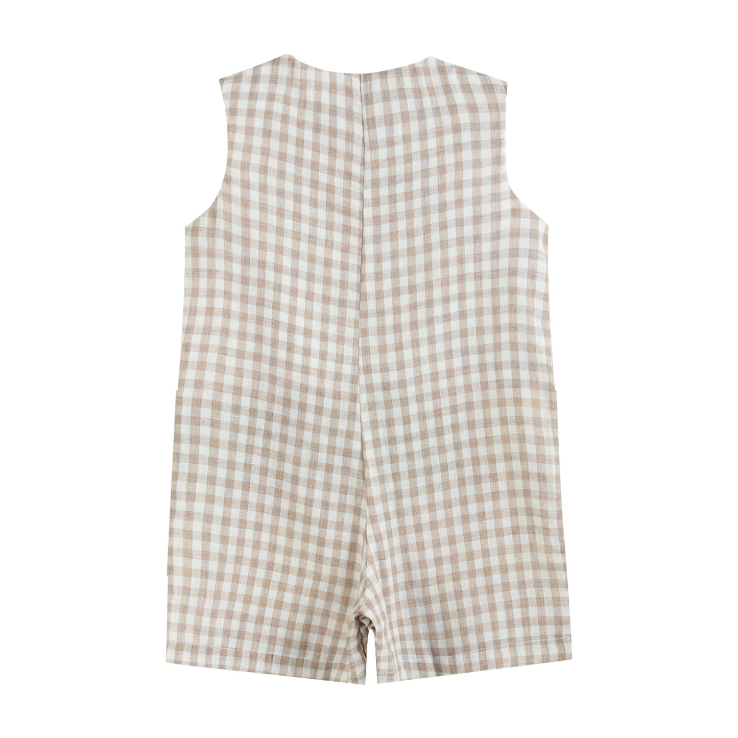 Boys Brown Gingham Alligator Shortalls