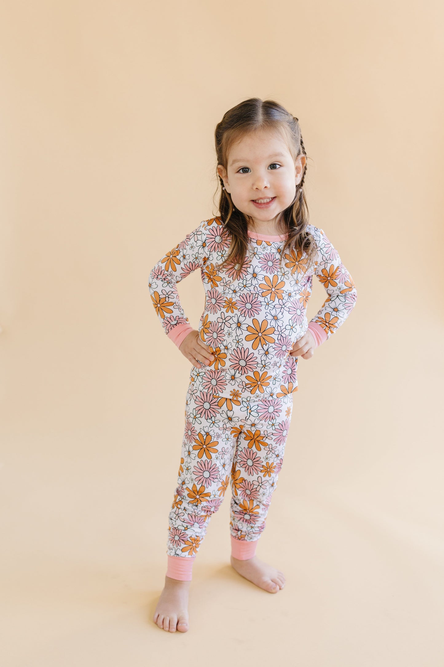 Girls Bamboo Two Piece Pajama Set | Retro Garden