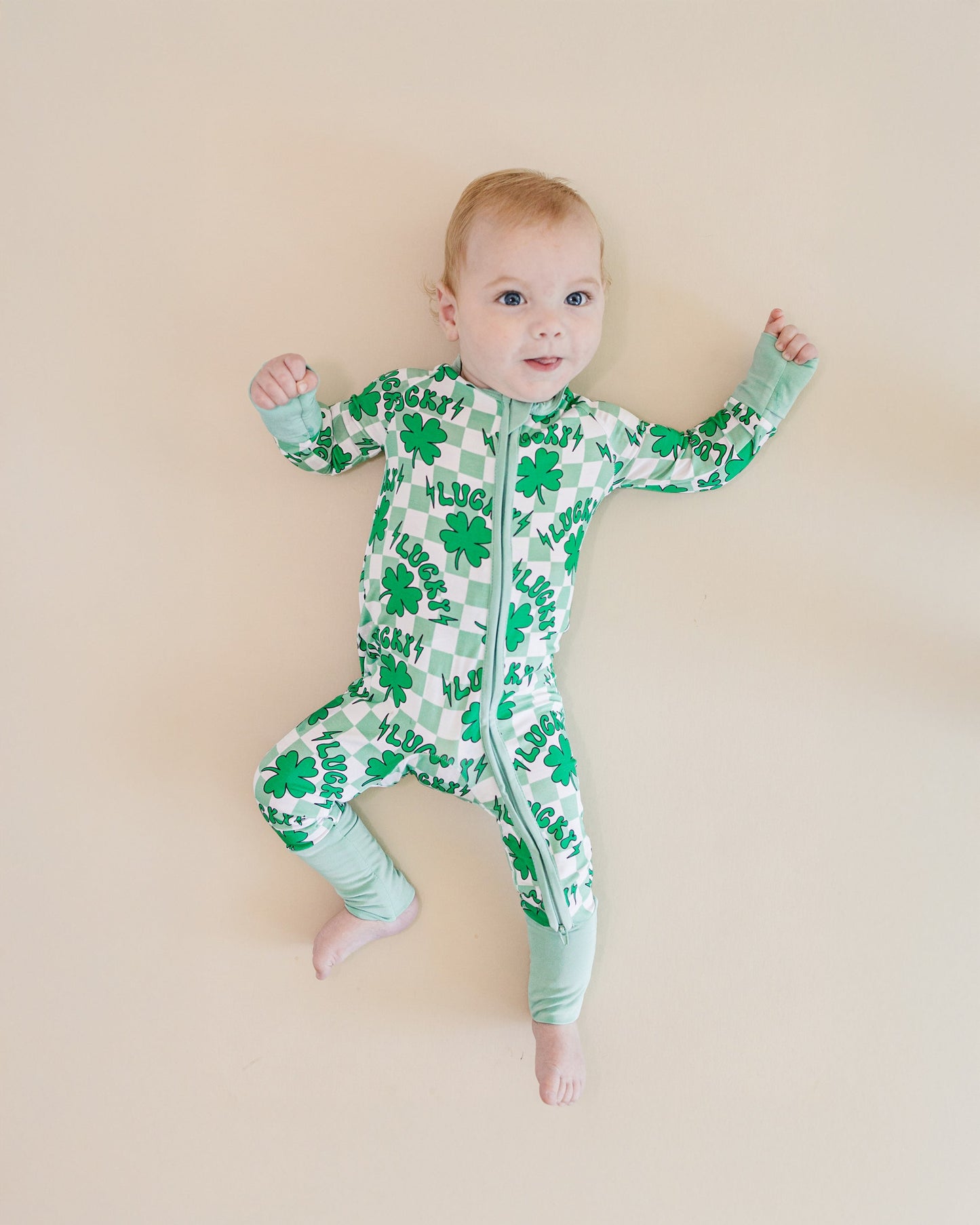 Baby Bamboo Zip Pajama Romper | Lucky Shamrock