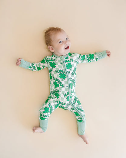 Baby Bamboo Zip Pajama Romper | Lucky Shamrock