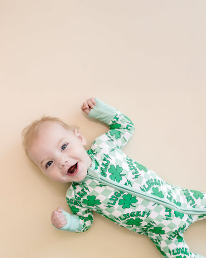 Baby Bamboo Zip Pajama Romper | Lucky Shamrock