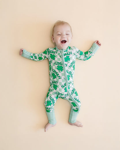 Baby Bamboo Zip Pajama Romper | Lucky Shamrock