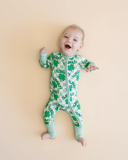 Baby Bamboo Zip Pajama Romper | Lucky Shamrock