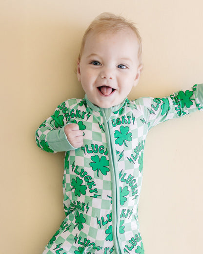 Baby Bamboo Zip Pajama Romper | Lucky Shamrock