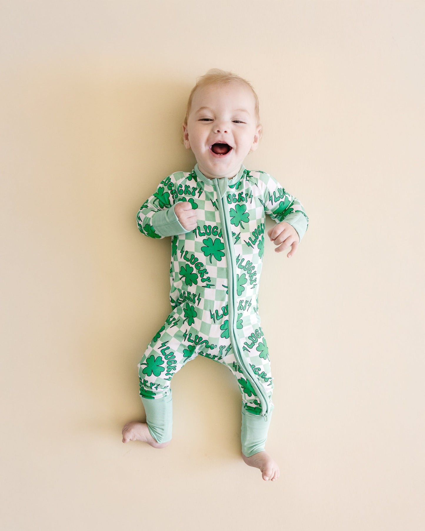 Baby Bamboo Zip Pajama Romper | Lucky Shamrock