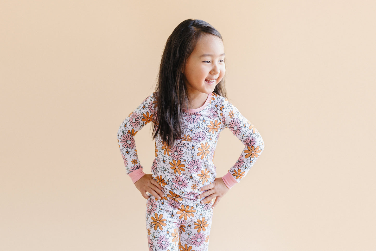 Girls Bamboo Two Piece Pajama Set | Retro Garden