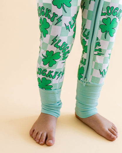 Baby Bamboo Zip Pajama Romper | Lucky Shamrock