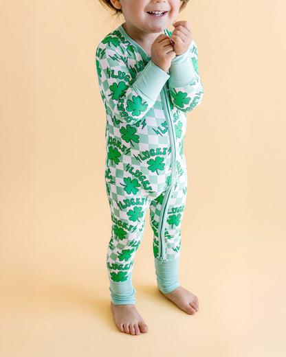 Baby Bamboo Zip Pajama Romper | Lucky Shamrock