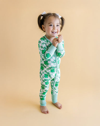 Baby Bamboo Zip Pajama Romper | Lucky Shamrock