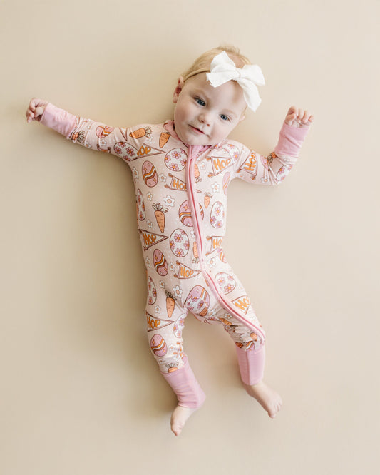 Baby Girl Easter Hop Bamboo Zip Pajama Romper