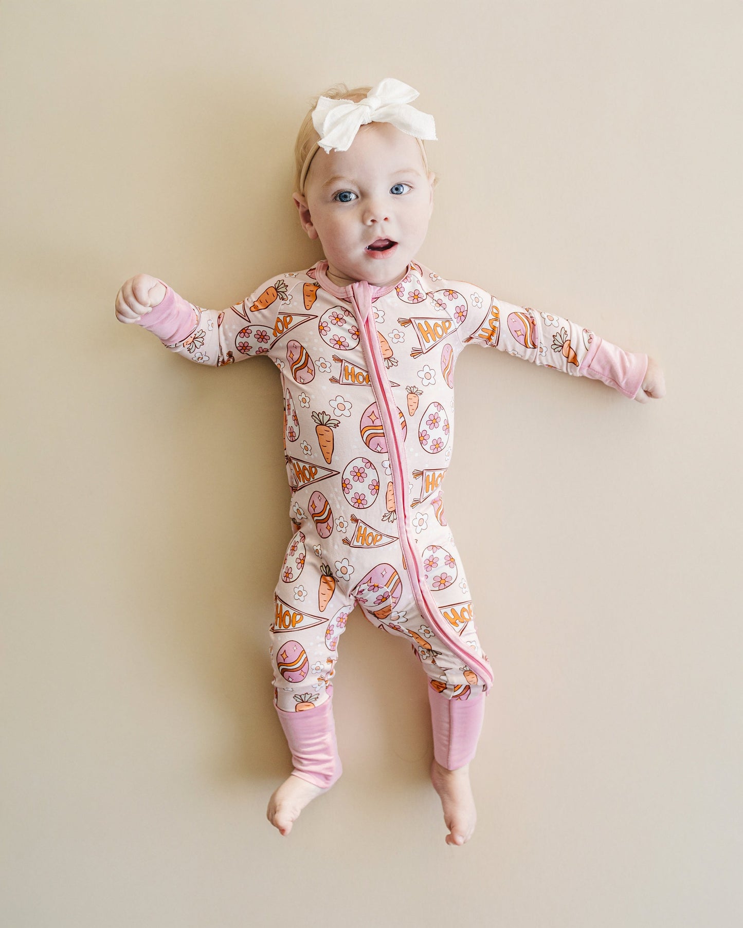 Baby Girl Easter Hop Bamboo Zip Pajama Romper