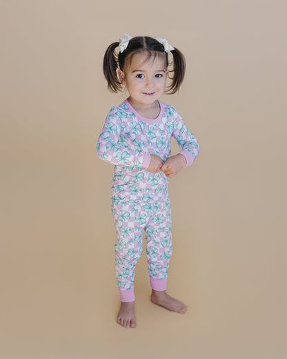 Girls Shamrock & Bows Bamboo Two Piece Pajama Set