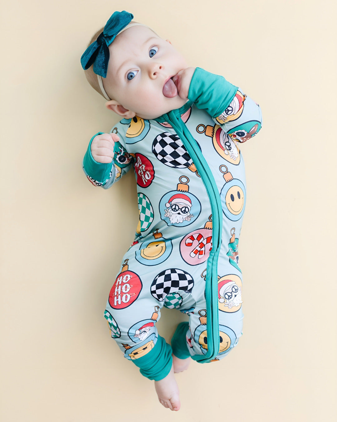 Baby Bamboo Zip Pajama Romper | Christmas Ornaments