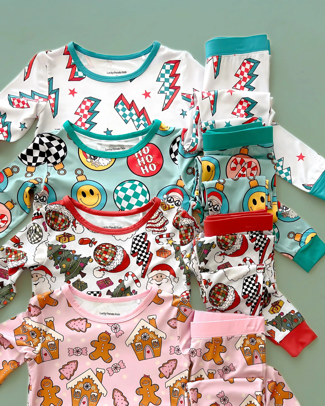 Kids Bamboo Two Piece Set | Retro Christmas