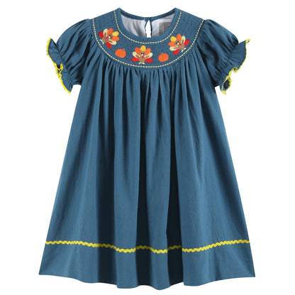 Girls Cobalt Blue Turkey Bishop Dress