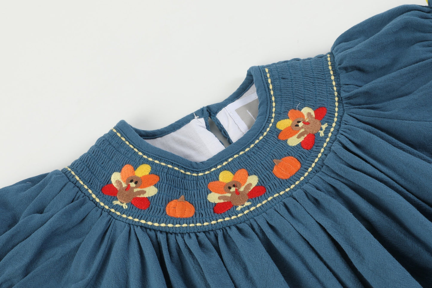 Girls Cobalt Blue Turkey Bishop Dress