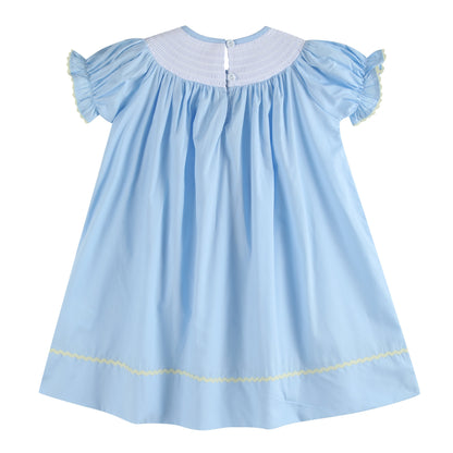 Girls Light Blue Easter Smocked Bishop Dress