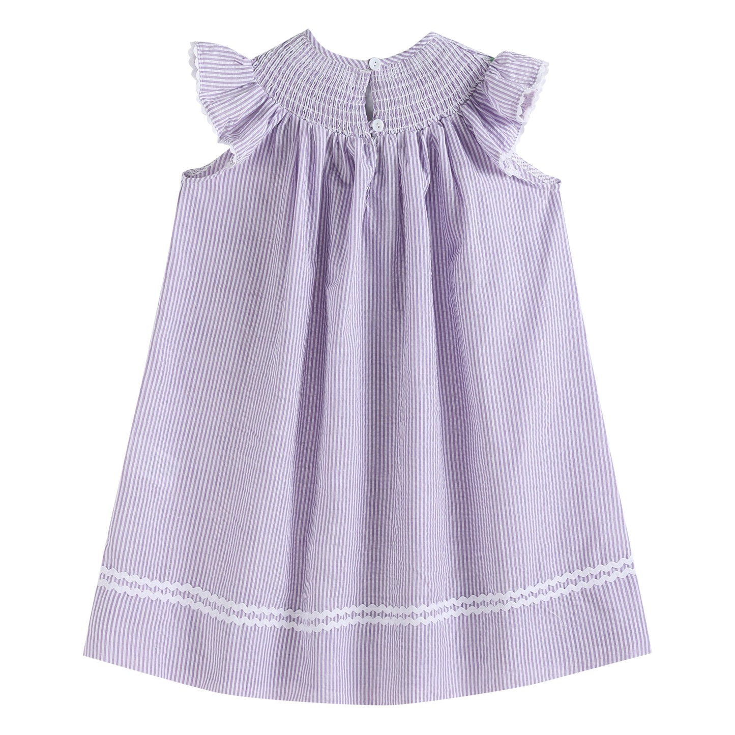 Light Purple Seersucker Easter Bunny Smocked Bishop Dress