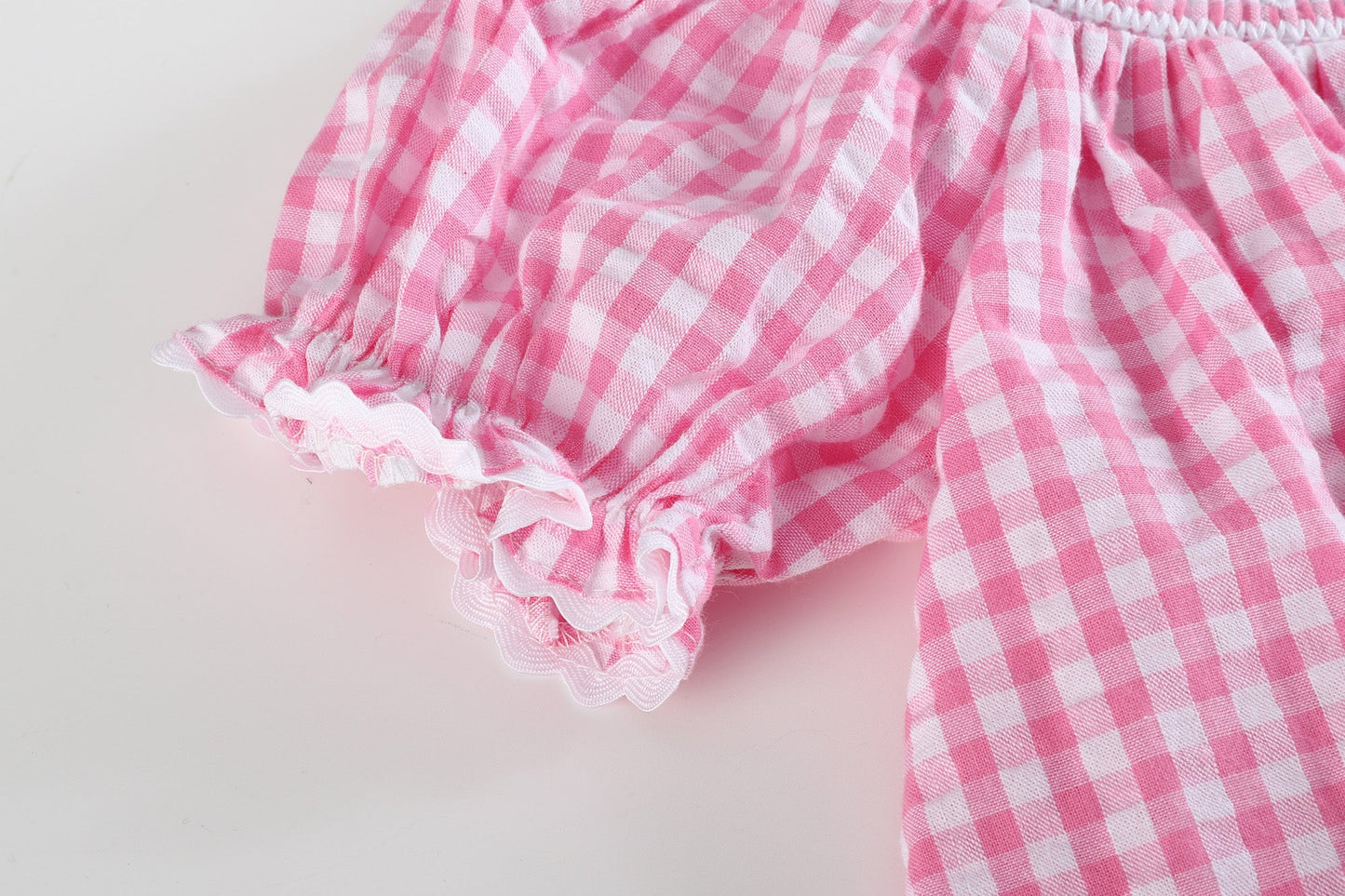 Girls Pink Gingham Classic Smocked Bishop Dress