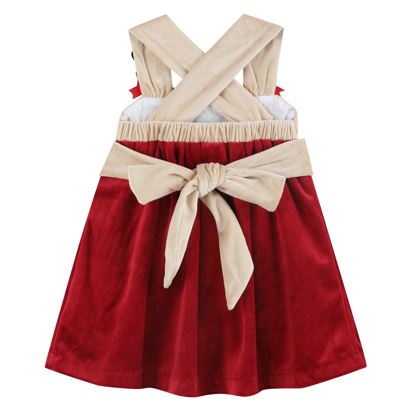 Girls Red and White Reindeer Christmas Dress Jumper