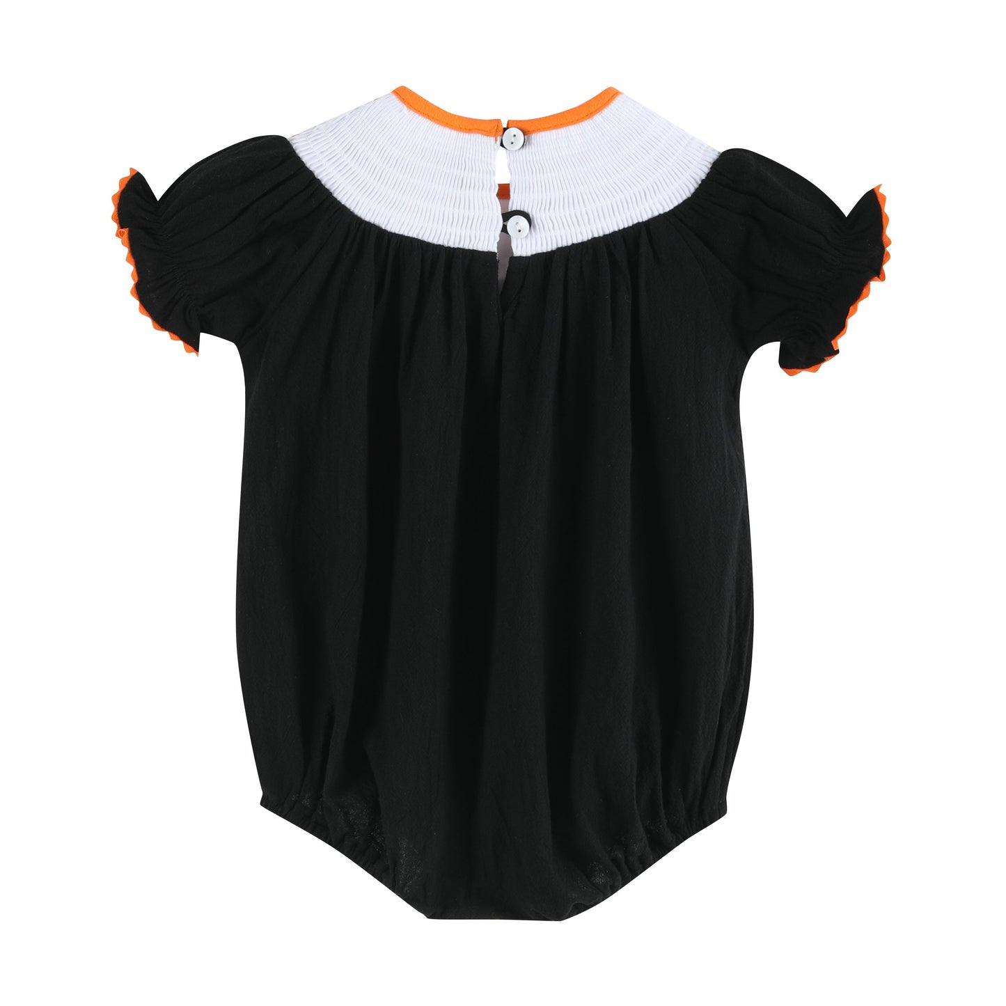 Baby Girl Black and Orange Boo Halloween Bubble Romper