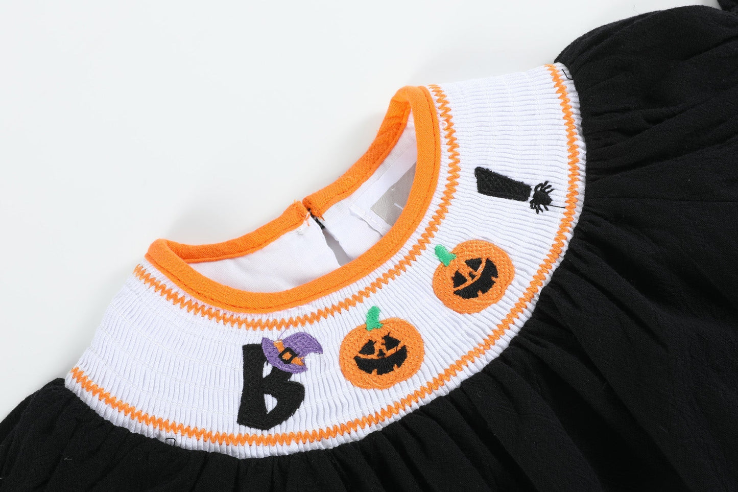 Baby Girl Black and Orange Boo Halloween Bubble Romper