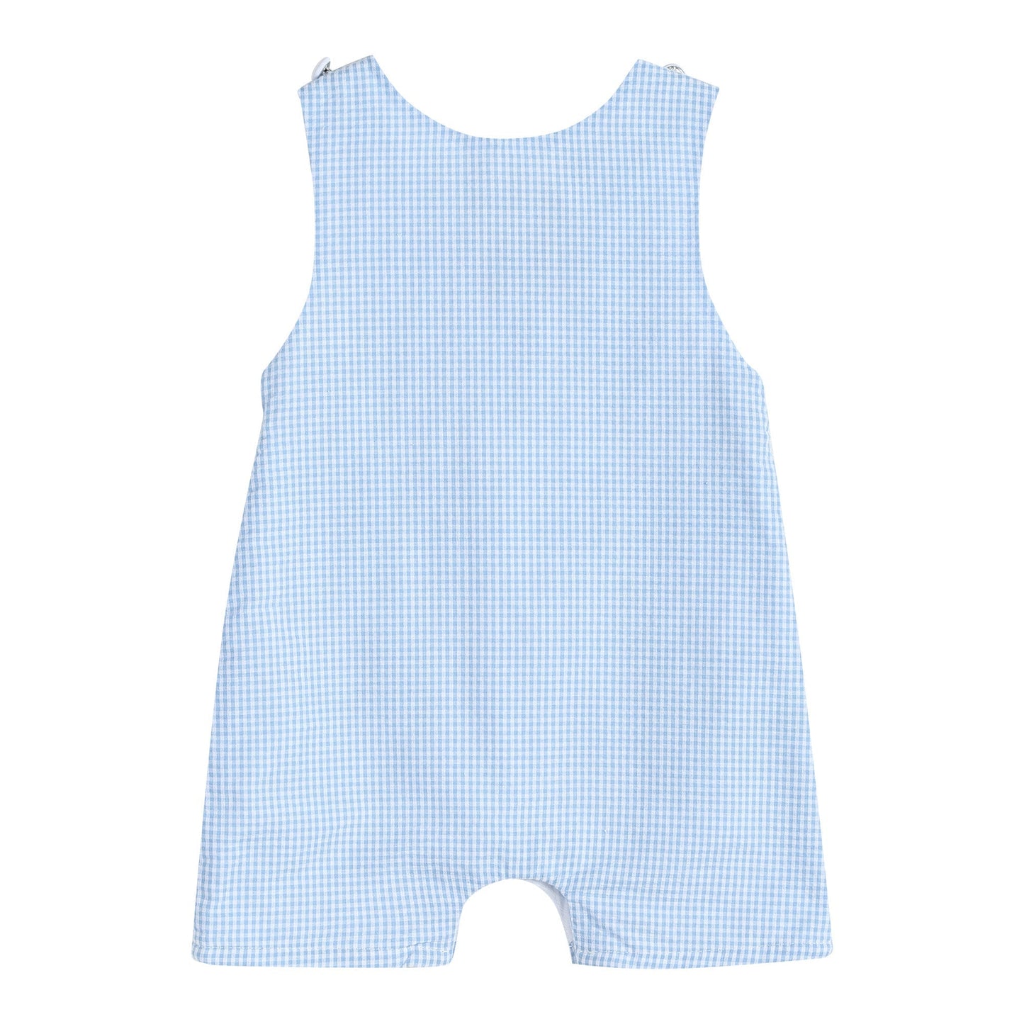 Boys Blue Gingham Easter Bunny Smocked Shortalls