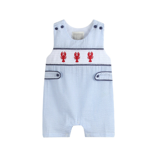 Blue Stripe Crawfish Baby Smocked Shortalls