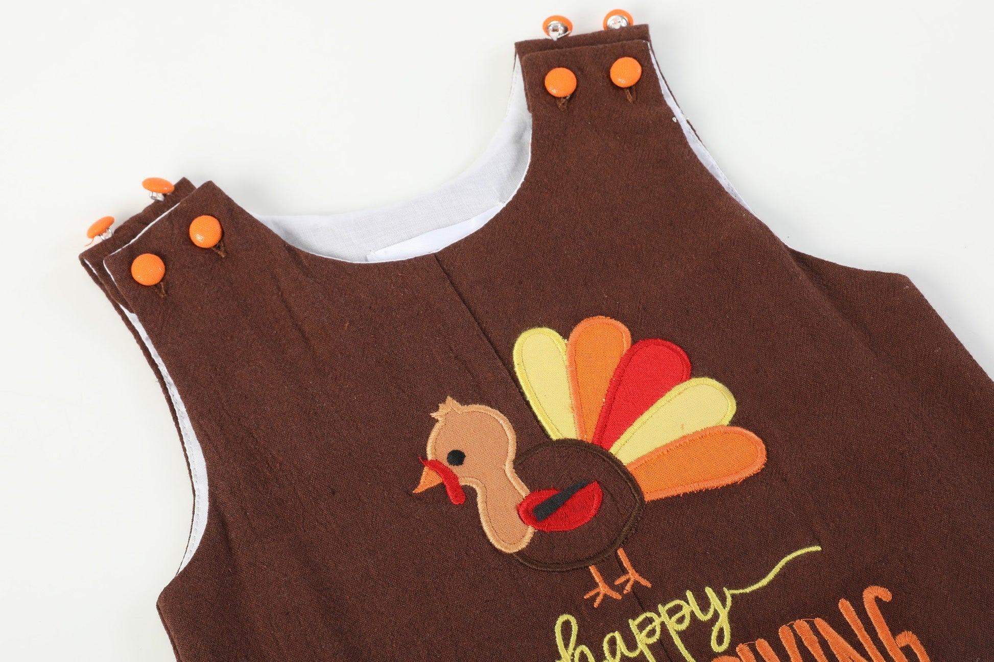 Baby Boy wearing Brown Thanksgiving Turkey Overall by Lil Cactus