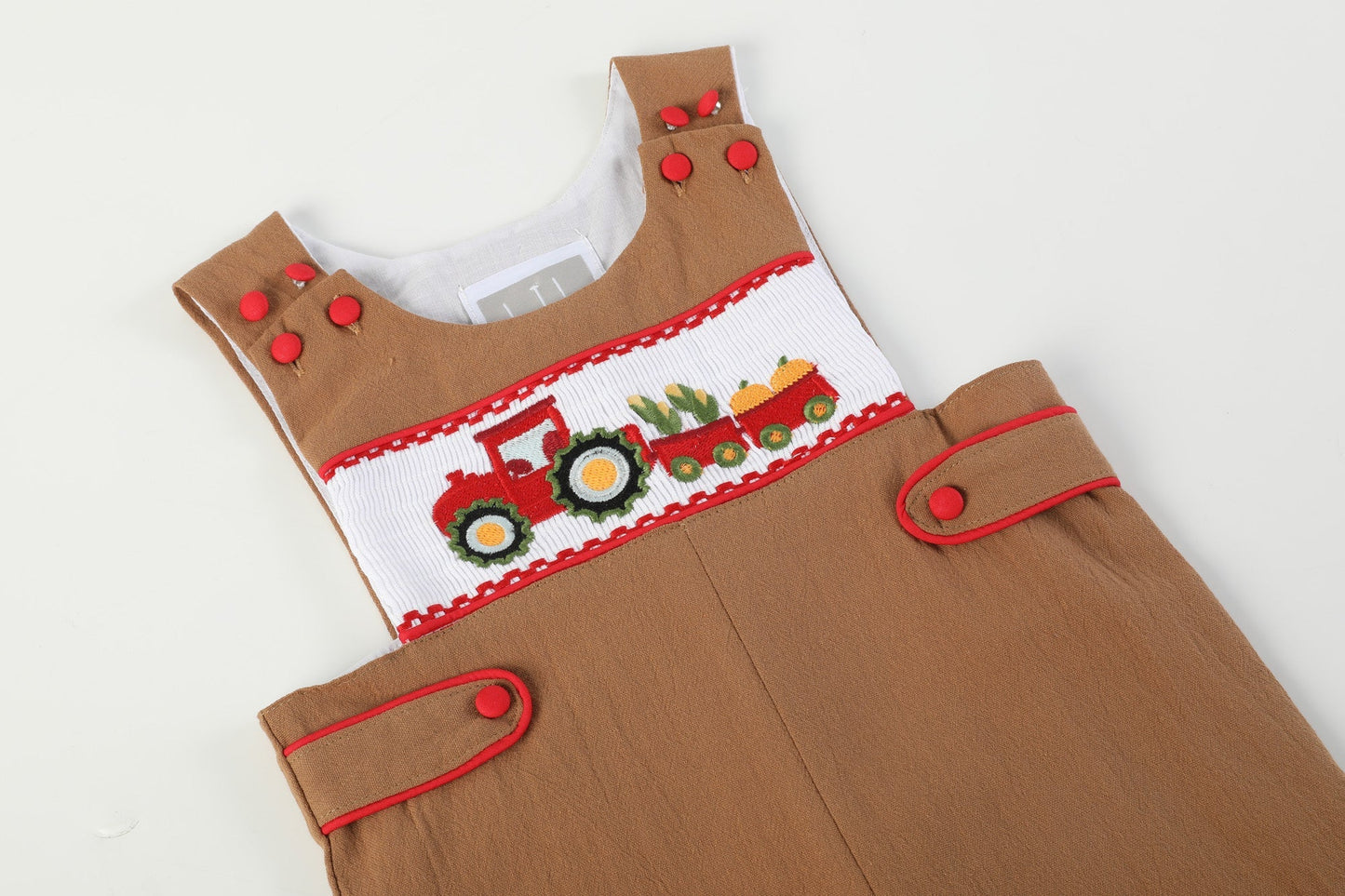 Baby Boy Brown Tractor Harvest Smocked Jon Jons