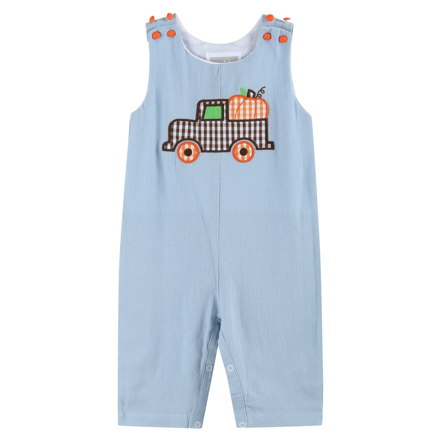 Boys Blue Pumpkin Truck Overalls