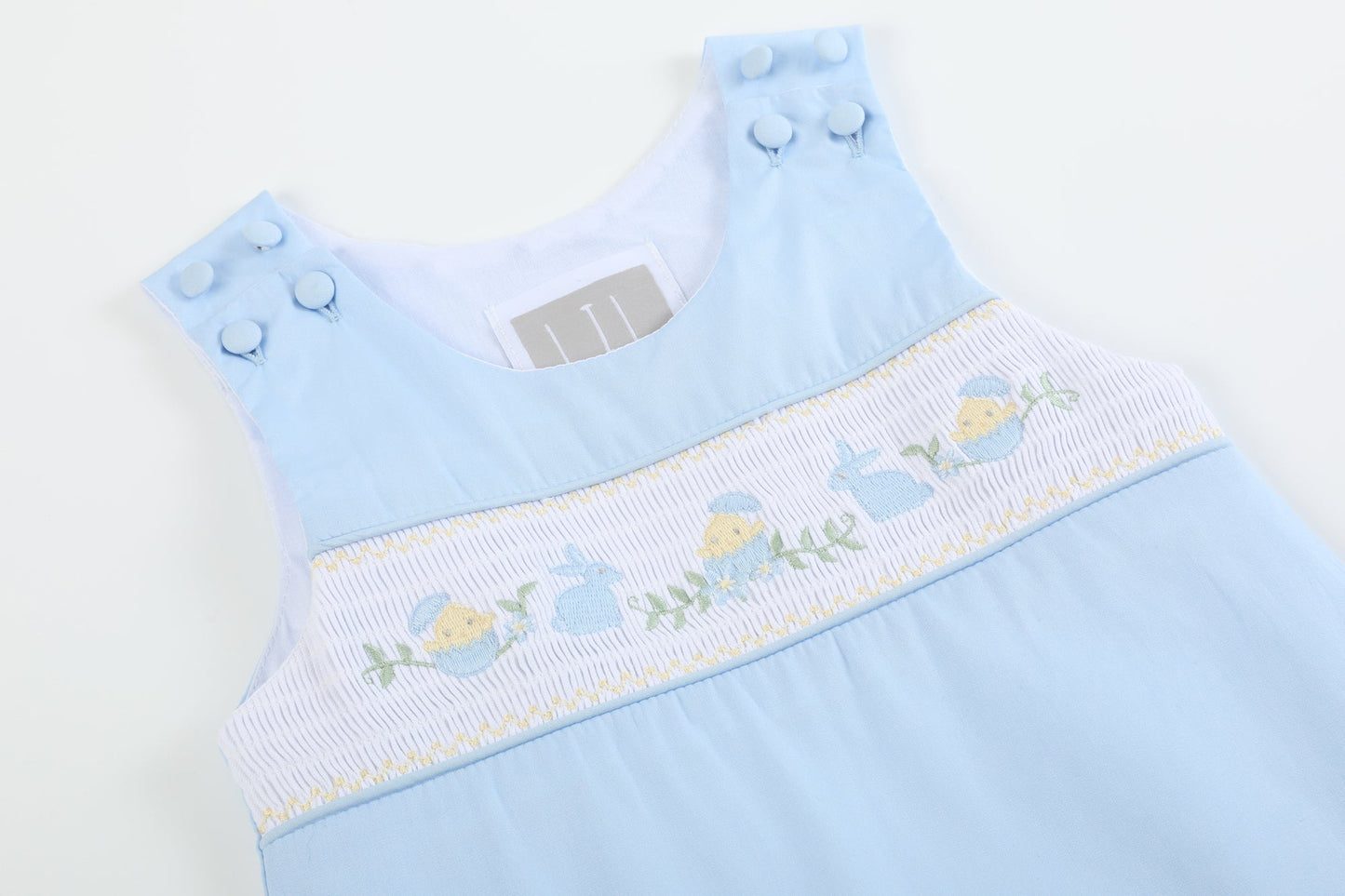 Baby Boy Light Blue Easter Smocked Shortalls