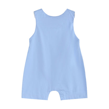 Baby Boy Periwinkle Blue Crosses Smocked Shortalls