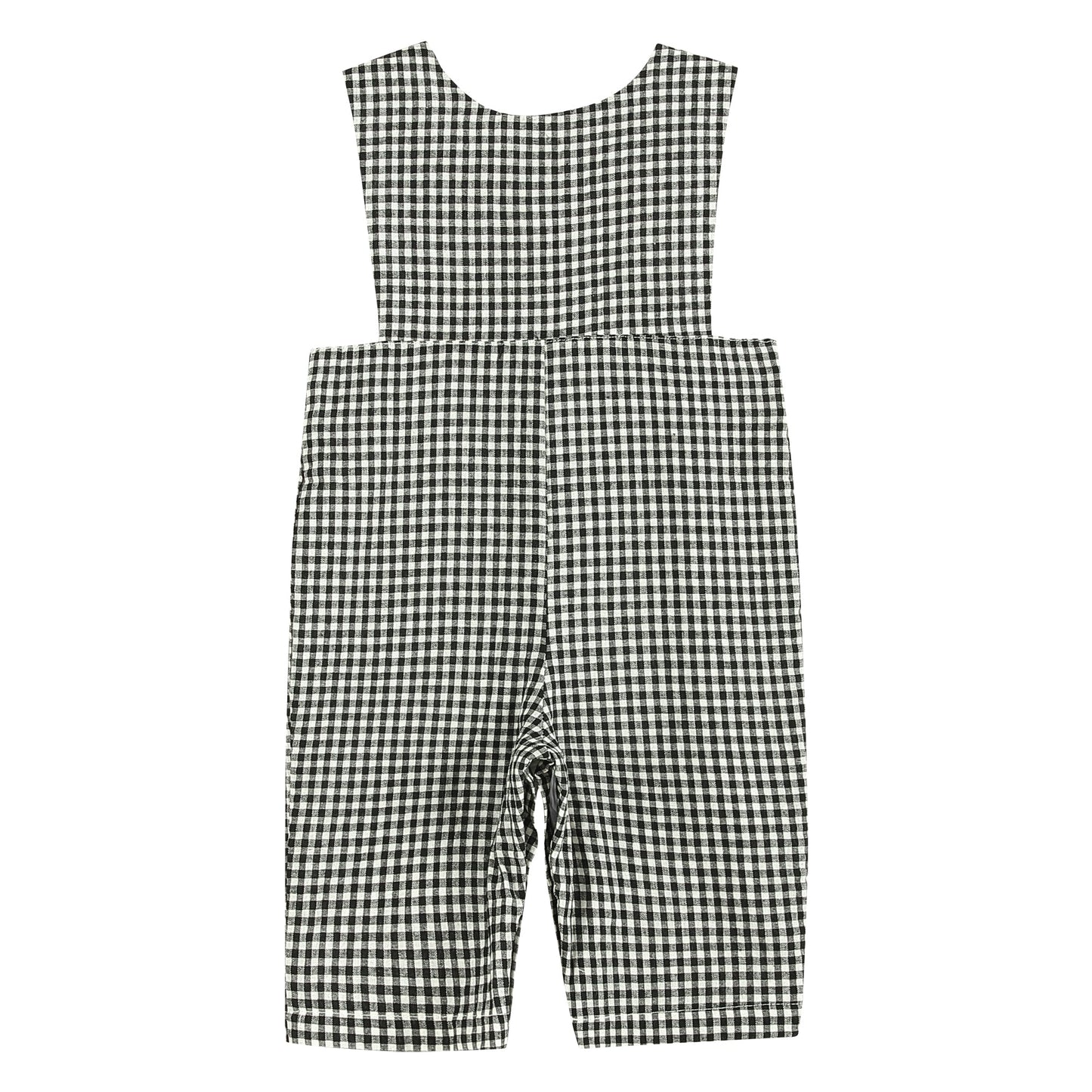 Boys Black Gingham Pumpkin Smocked Jon Jons