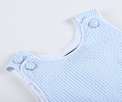 Classic Light Blue Seersucker Bubble Romper