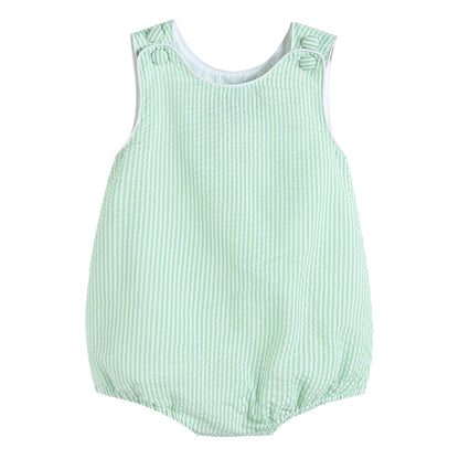 Classic Green Seersucker Baby Bubble Romper