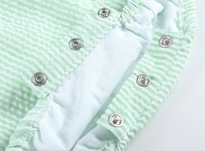 Classic Green Seersucker Baby Bubble Romper