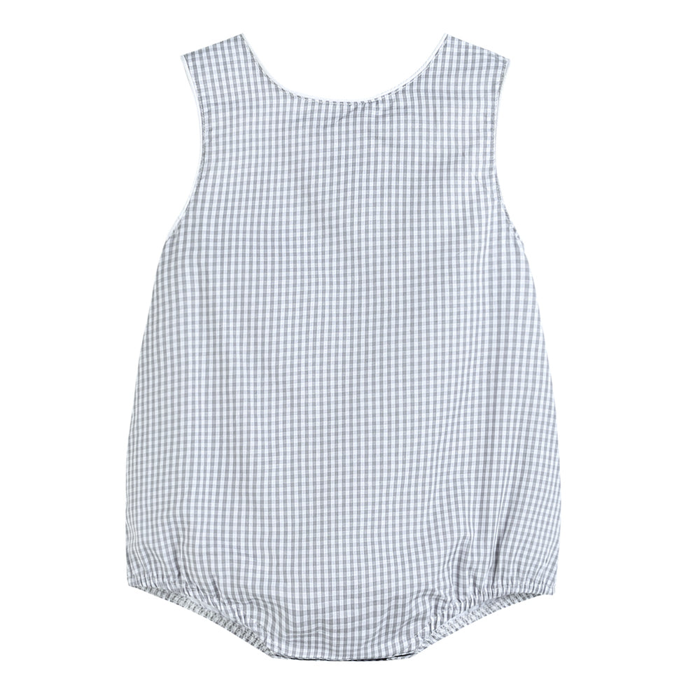 Classic Gray Gingham Baby Bubble Romper