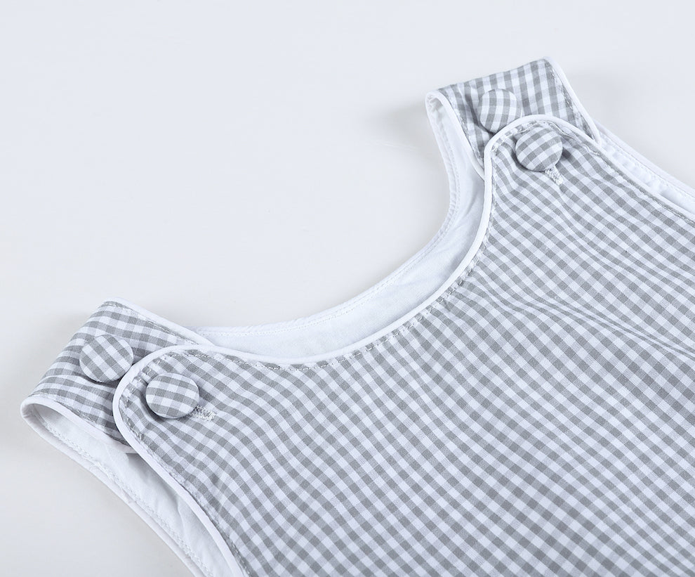 Classic Gray Gingham Baby Bubble Romper