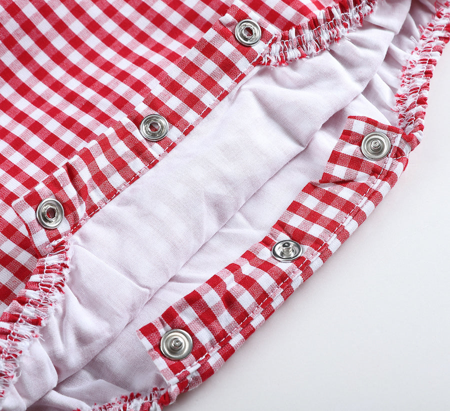 Basic Red Gingham Baby Bubble Romper